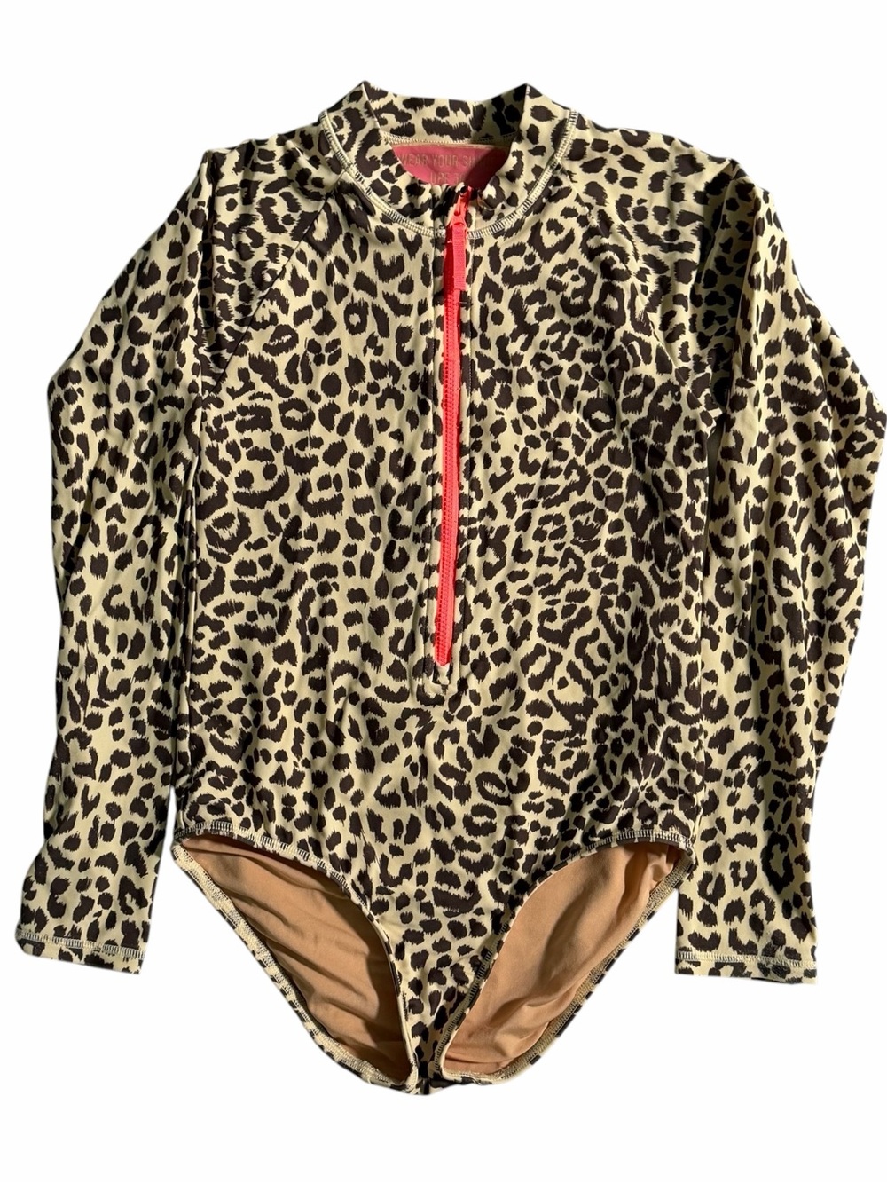 J.Crew Crewcuts Long Sleeve Swimsuit Girls Size 10 Brown Leopard Print Rashguard